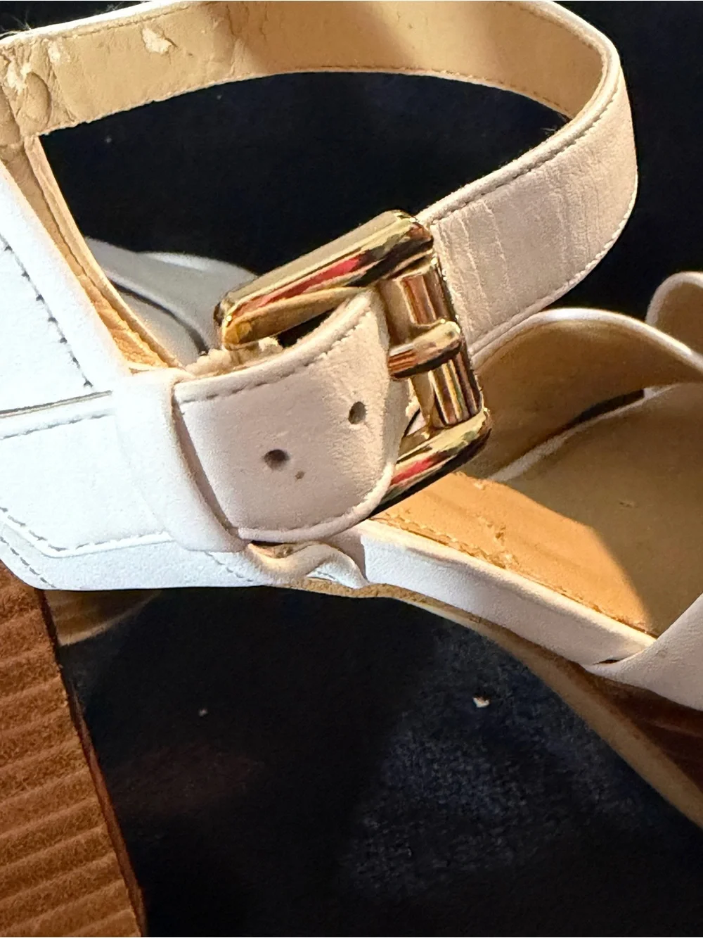 Michael Kors White Leather Cross-Strap Platform Sandals-size 10-Good Cond.